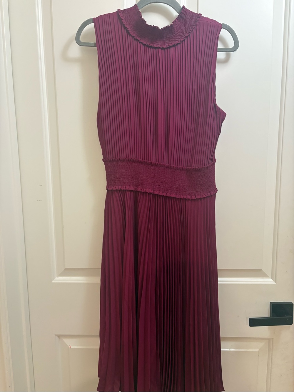 Nanette Lepore Sleeveless Pleated Midi Dress in Burgundy Wine